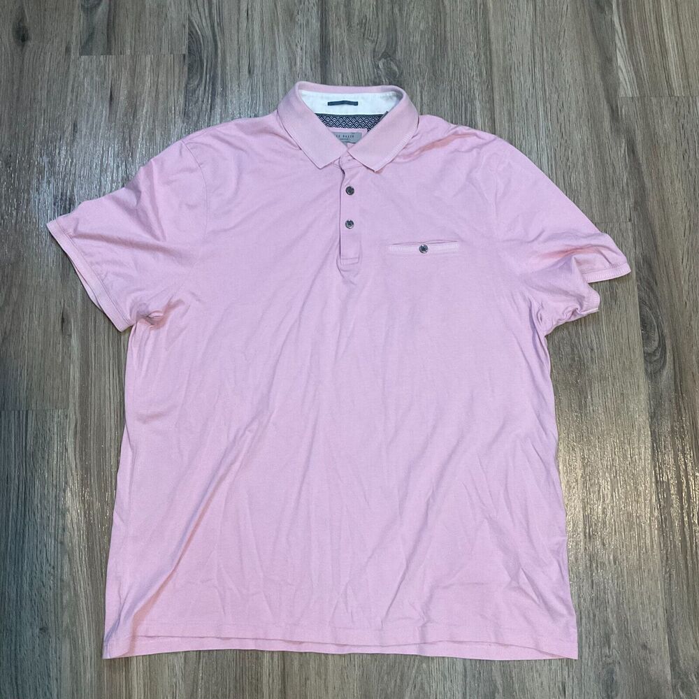 Ted Baker London Men's Solid Short Sleeve Polo Shirt Pink Size 6